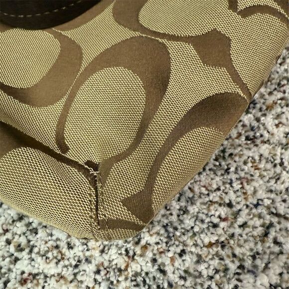 Coach Signature Stripe Demi Crossbody Bag Brown/Beige Women's Handbag - Picture 8 of 12